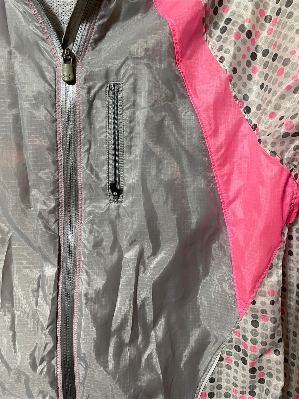 Under Armour Girls Pink & Gray Hooded Windbreaker Jacket - Picture 3 of 8